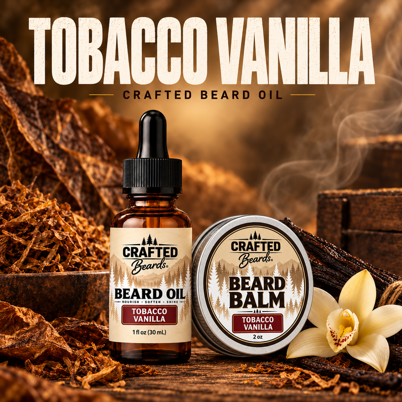 Tobacco Vanilla Crafted Beard Oil and Beard Balm, a paired gift for softness and light hold