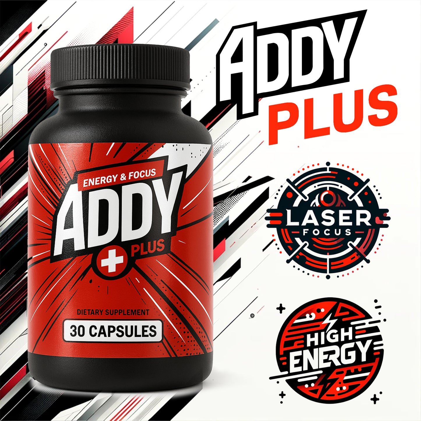 ADDY Plus - Brain Booster - Focus, Energy, and Memory Support Vitamins - Adderall Alternative - Focus & Energy Supplement - Clean Energy - Sharp Focus - Get More Done with Addy Plus - 30 ct Dietary Fitness Natural