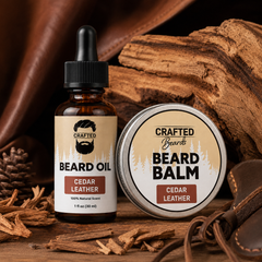 Crafted Beards Cedar Leather beard oil and beard balm set