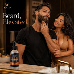 Man with a fuller-looking beard using a derma roller for beard growth