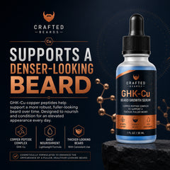 Man using GHK-Cu copper peptide serum for a fuller-looking beard