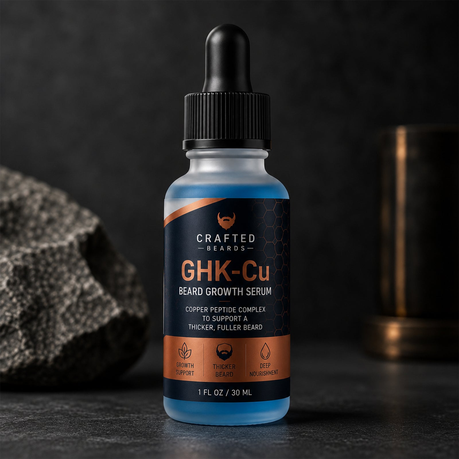 Natural Beard Growth Serum with GHK-Cu Copper Peptide