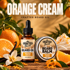 Crafted Beard Oil and Balm set in Orange Cream scent