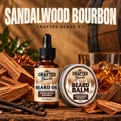 Beard balm and oil set in Sandalwood Bourbon — Crafted Beards daily duo