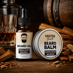 Crafted Beards Sandalwood Bourbon beard oil and beard balm set