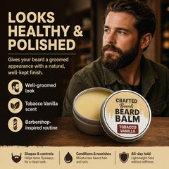 Crafted Beards Tobac Vanilla beard balm in use