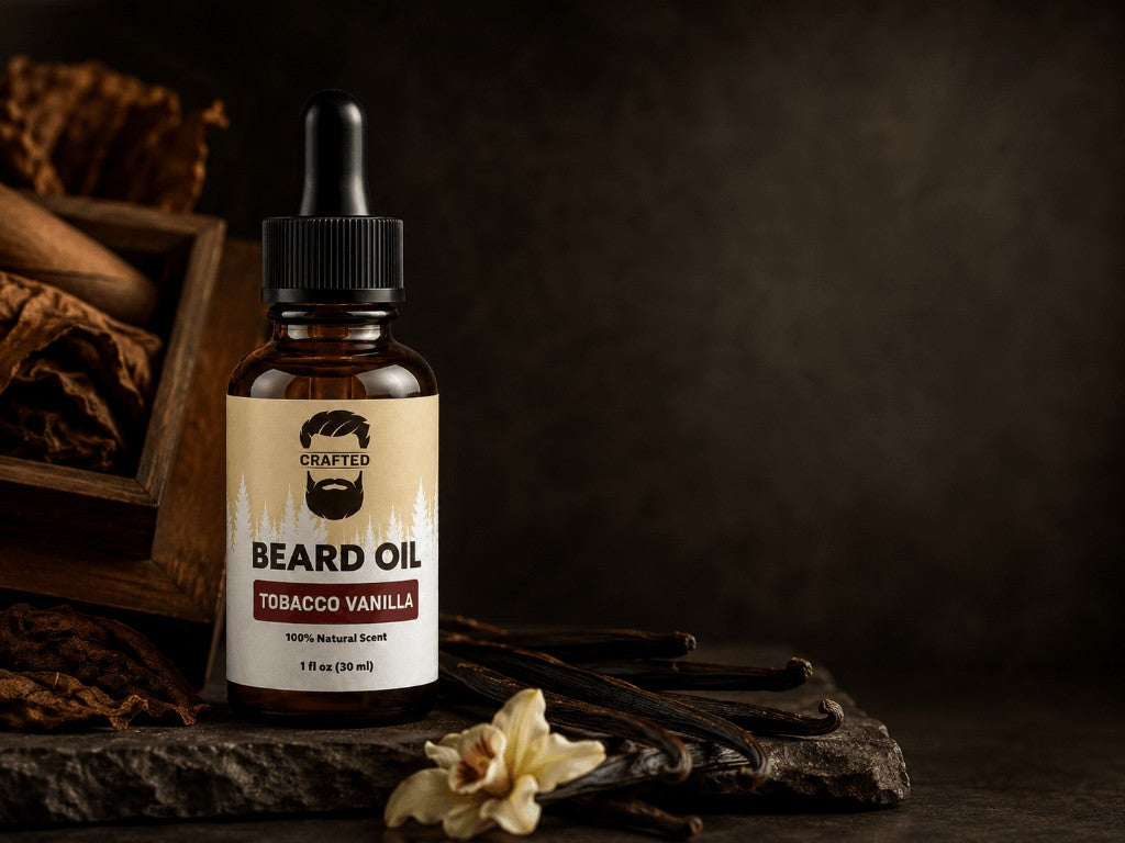 Crafted Beard Oil and Beard Balm duo product still life